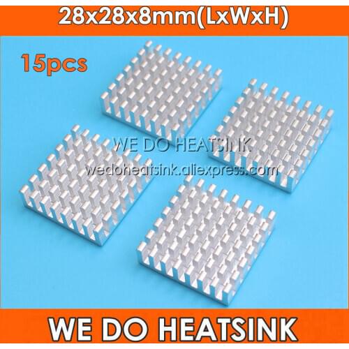 WE DO HEATSINK 15pcs 28x28x8mm Aluminum Slotted Heatsnks Cooling Radiator