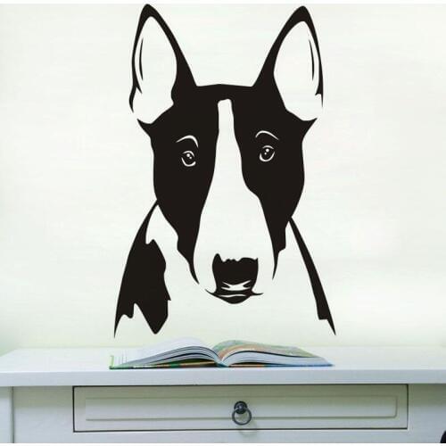 Mural Bull Terrier Portrait Vinyl Wall Decal Cute Dog Head Sticker Home Decor Animal Wall Sticker For Kids Nursery Y18