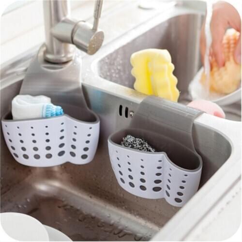 Home Storage Holders Kitchen Hanging Sink Storage Shelf Soap Sponge Holders Racks Double Layer Bathroom Storage Basket 3 Colors