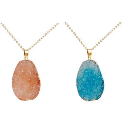 New Fashion Waterdrop Crystal Pendant Necklace Blue Red Pink Color Simple Elegant Necklace For Women Dropshipping