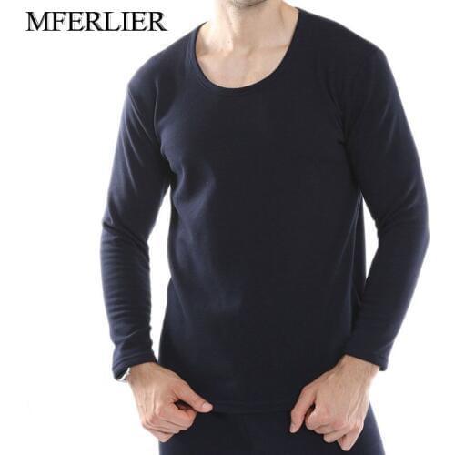 Autumn Winter thermal underwear 5XL 6XL 7XL 8XL O neck Bust 155cm Plus size Fleece men underwear 3 colors