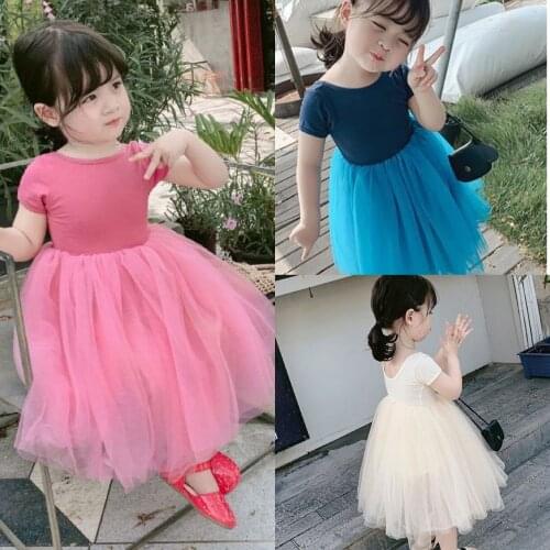 2021 girls' dress new summer suspender dress beach skirt girls' summer new solid mesh dress 2 3 4 5 6 years old