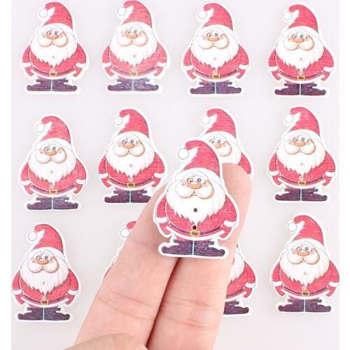 Santa Claus 2Hole Wooden Buttons Mixed Christmas DIY Decor Child Clothing Sewing Buttons Crafts Scrapbooking Accessories E