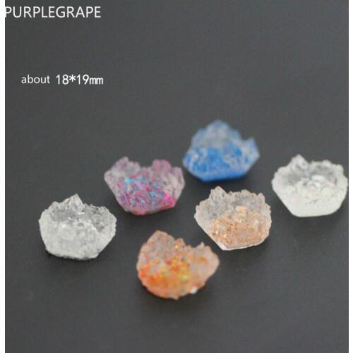 PURPLEGRAPE DIY Jewelry Accessories Resin Crystal Cluster Irregular Ore Patch Symphony Earrings Handmade Materials A Pack of 6