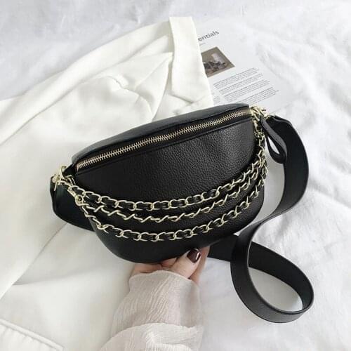 Luxury Woman Waist Bag Fanny pack Fashion Leather Shoulder Crossbody Bag Chest pack Female Chain Waist Belt Bag Waist pack Purse