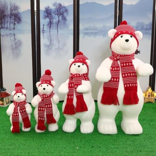 Christmas Decorations Red Scarf Flocking Christmas Bear Christmas Tree Ornaments Mall Hotel Scene Decoration Home Decoration