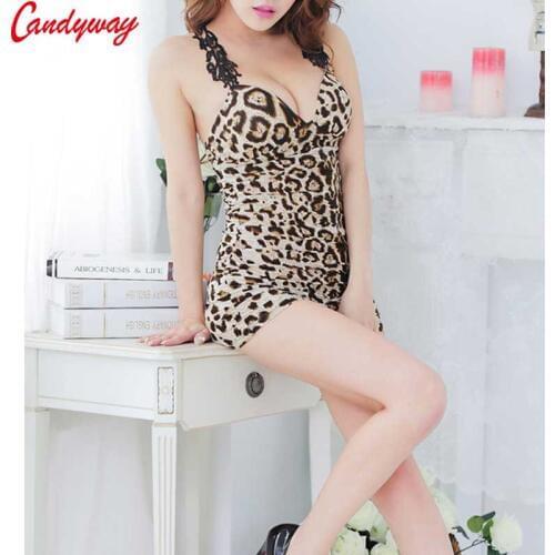 Sexy mini dress Lingerie Women leopard Lenceria Erotic Babydoll Underwear Clothes Women wild Intimates Sexy Costumes Night Club