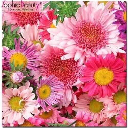 Sophie Beauty DIY Diamond Painting Cross Stitch Rhinestones Diamond Embroidery Mosaic Flower Beauty Chrysanthemum Home DecorC655