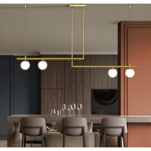 Nordic minimalist LED chandelier living room, dining room, coffee shop, glass ball hanging chandelier for indoor lighting