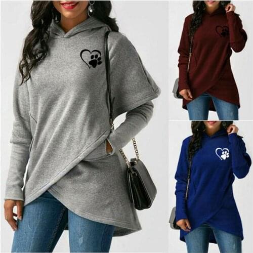 Hoodies Oversized Autumn Winter Women Irregular Hoodie Sweatshirt Cross Pullover 2021 Loose Jumper Sweatshirt