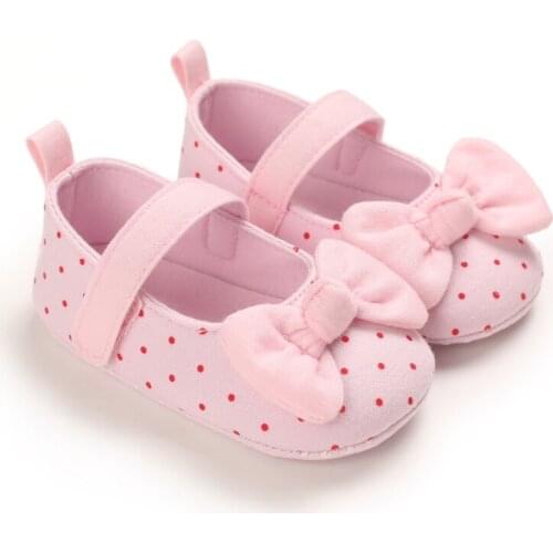 2021 Lovely Infants Cotton Cloth Shoes Baby Girls Soft Sole Flat Shoes with Bow Knot Princess Shoes First Walkers 0-12M