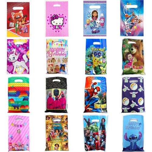 Cartoon Loot Bags Birthday Decors Disposable Plastic Candy Gift Bag Theme Party Bag Kids Birthday Festival Christmas Supplies