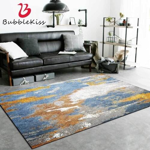Bubble Kiss Nordic Style Abstract Golden Pattern Carpets Home Blue Gray Decor Customized Living Room Rugs Bedside Floor Mats