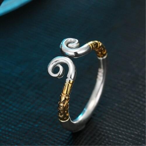 Retro Headband 925 Sterling Silver Literary Temperament Sweet Wild Personality Fashion Female Resizable Opening Rings SRI137