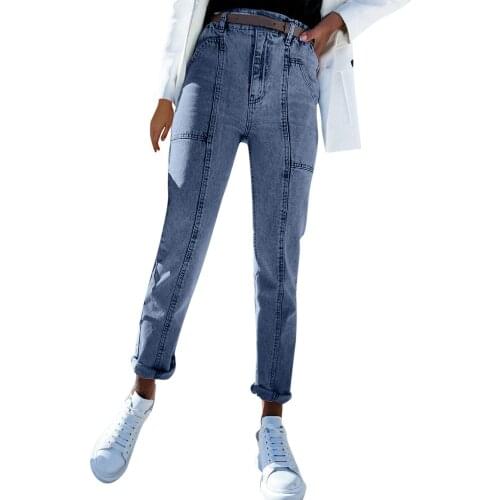 Womens Jeans High Waist Denim Trousers Female Fashion Elastic Stretch Hip Slim Fit Skinny Feet Pencil Pants Pantalones De Mujer