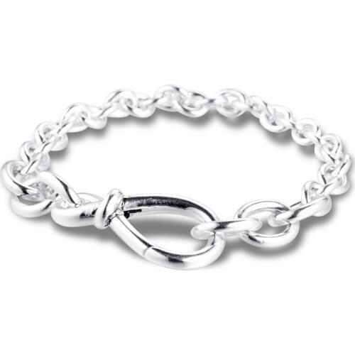 Chunky Infinity Knot Chain Bracelet Sterling Silver Jewelry nail bracelets for women Fits Original Charms & Beads DIY
