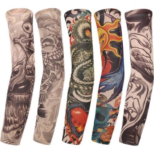 10Pcs Unisex Outdoor Sports Tattoo Seamless UV Sun Protection Arm Cover Sleeves Cycling Driving Costume Dress