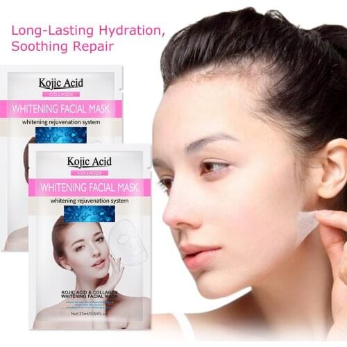 10 Pcs Of Kojic Acid Collagen Mask Anti-Aging, Anti-Wrinkle Firming, Whitening, Deep Moisturizing And Brightening Skin Care Mask