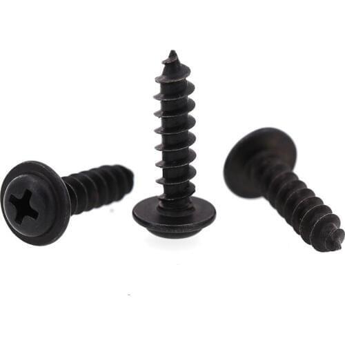 100pcs/ lot M4 M5 Flange Phillips Cross Pan Self Tapping Screw Bolt Carbon Steel black L=10mm/12mm /16mm/20mm