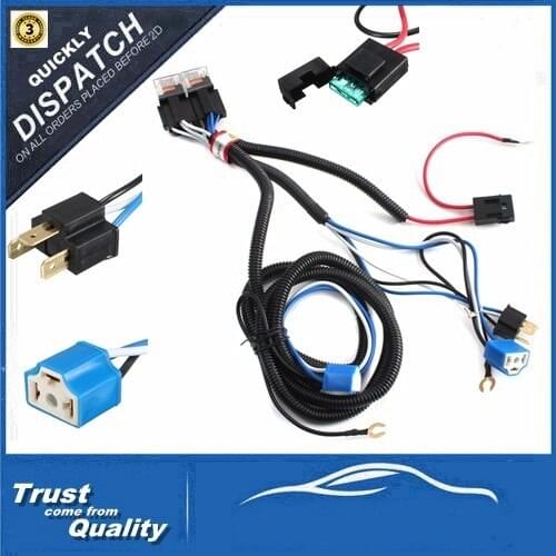 12V H4 Negative-Switched LED Headlight/Lamp Bulb Relay Wiring Harness Plug Kit