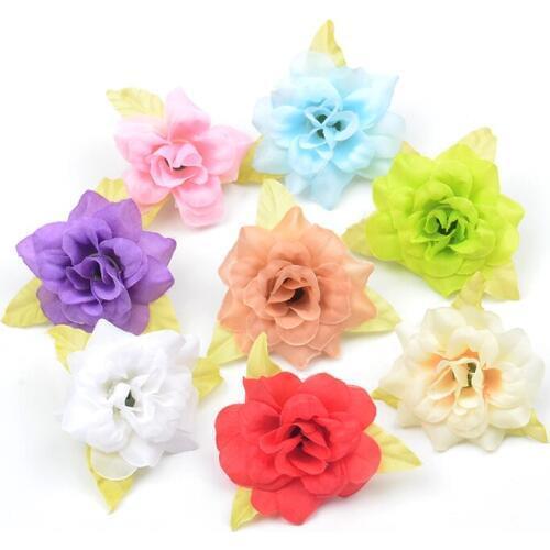 20pcs 4cm Mini Silk Artificial Rose Flower Head For Home Wedding Decoration Handmade DIY Kiss Ball Scrapbook Craft Fake Flowers