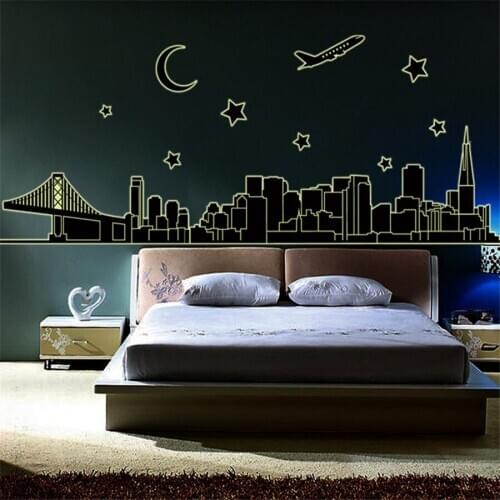 200*70cm DIY Luminous Wall Sticker Big Size Home Decoration Night City Luminated Wall Stickers for Living Room Wall Decor