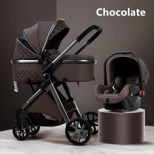 2020 Luxury Baby Stroller 3 in 1 with Car Seat Portable Reversible High Landscape Baby Stroller Hot Mom Stroller Travel Pram