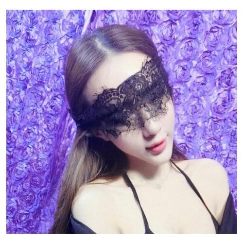 Women Sexy Lingerie Accessories Set Eyes Lace Blinder and Handwear 3PCS Set Black