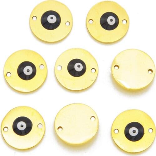 3pcs/lot 100% Stainless Steel Gold Evil Eye Pendant DIY Jewelry Charm Wholesale Top Quality OEM Design Factory Price Findings