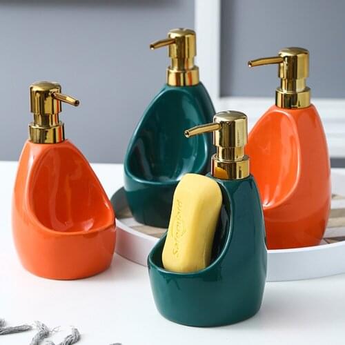 400ml 600ml Soap Dispenser Shampoo Bottles Bathroom Ceramic Empty Bottle for Hair Conditioner Hand Wash Refill Sub-bottle