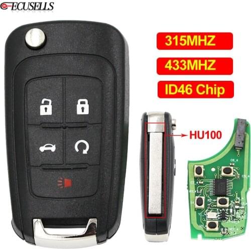 5 Button Remote Car Key 315Mhz 433Mhz ID46 Chip for Opel Vauxhall Astra J Zafira C Mokka Adam Karl Insignia HU100 Uncut Blade