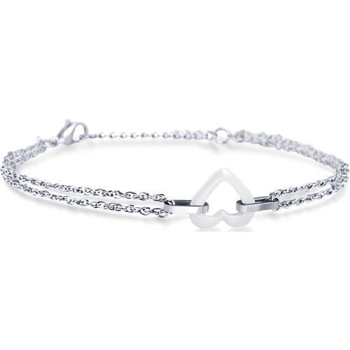 White Ceramic Heart Bracelet Stainless Steel Wedding Jewelry Heart Pendant Graduation Gift Bracelets & Bangles For Wmen