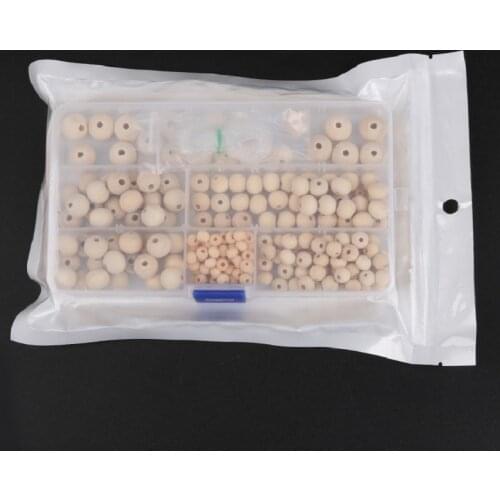 6/8/10/12/14mm Natural Ball Wooden Wood Beads Stretch Line Box Bag Packaging for DIY Bracelet Necklace Earring Jewelry Making