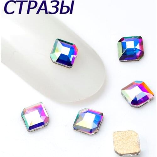 CTPA3bI 20PCS 4x5mm Hexagon Flatback Crystal Clear AB No Hotfix Crystal For Nail Art 3D Glitter DIY Nail Decoration Tools