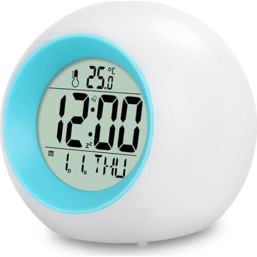 Colorful natural sound alarm clock Perpetual calendar color changing electronic clock White shell colorful clock