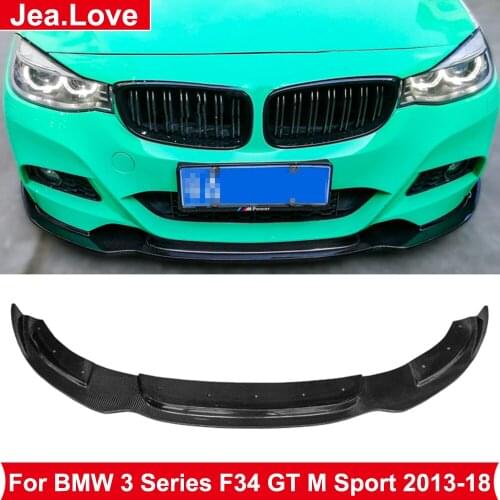 F34 Real Carbon Fiber Front Bumper Lip Diffuser Spoiler Car Body Modification Kit Part For BMW 3 Series F34 GT M-Sport 2013-2018