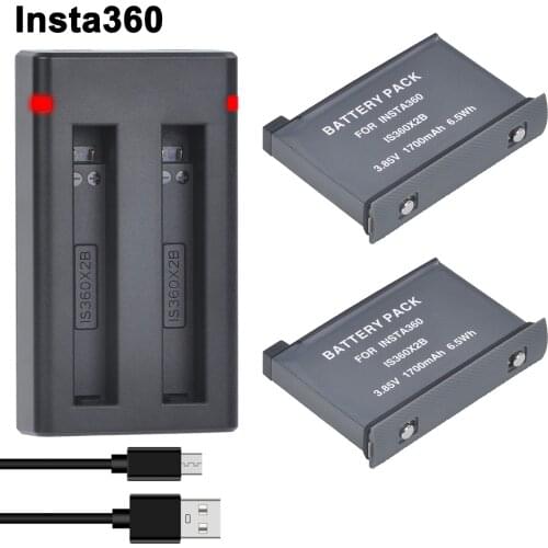 For Insta360 ONE X2 Battery And Dual USB Charger Kit Compatible with Insta 360 One X2 Action Camera,5.7K 360,1700mAh Akku