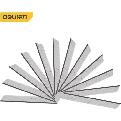 Deli 10Pcs/Pack 9MM Utility Knife Blades Low Carbon Alloy Steel SK5 Paper Office Stationery Art Paper Cutting Blade Stationery