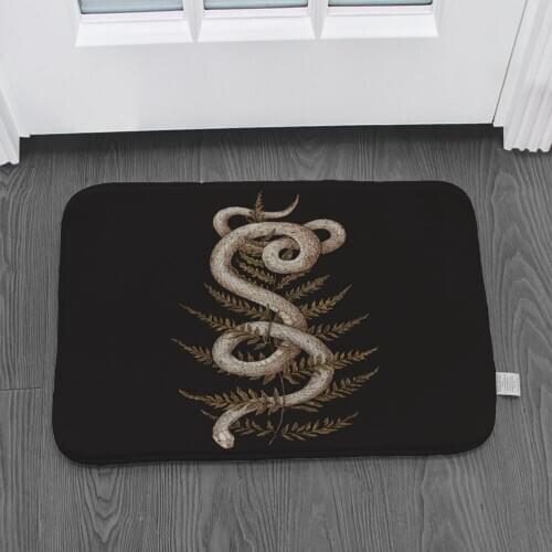 Flannel Anti-slip Mat Retro Flower Snake Printed Rectangular Mat 40*60cm Entrance Door Mat Washable Kitchen Floor Bathroom