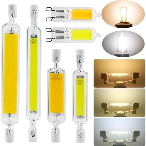 G9 R7s LED COB Light Bulbs Dimmable 78mm 118mm J-type Glass+Ceramics Replace Halogen Lamps 3W 5W 6W 12W 20W Floodlight 110V-240V