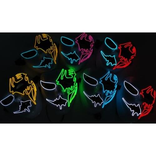 Halloween Cosplay Props EL Wire Party Mask Horror Smiling Face LED Joker Mask For Luminous Theme Party Supplies