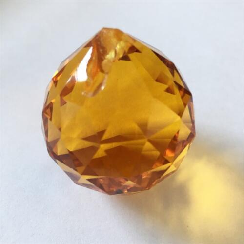 Hot Sale Maching Cutting Crystal Chandelier Balls 5pcs Amber Glass Faceted Balls 40mm One Hole Balls For Diy Gifts & Crafts