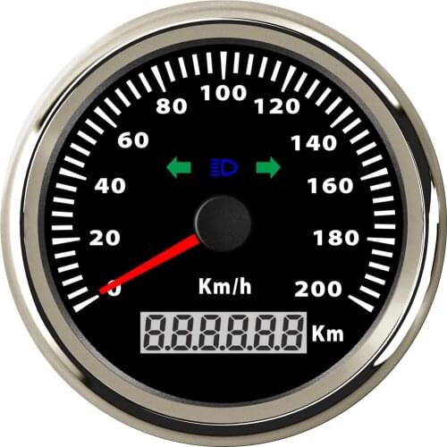 SAMDO 85mm Speed Gauge Odometer GPS Speedometer With Cornering Lamp High Beam Indicator 200 Km/h Kph For Car Truck Vehicle