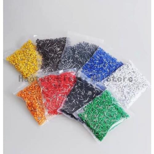 100pcs/Pack E0508 E7508 E1008 E1508 E2508 Insulated Ferrules Terminal Block Cord End Wire Connector Electrical Crimp Terminator