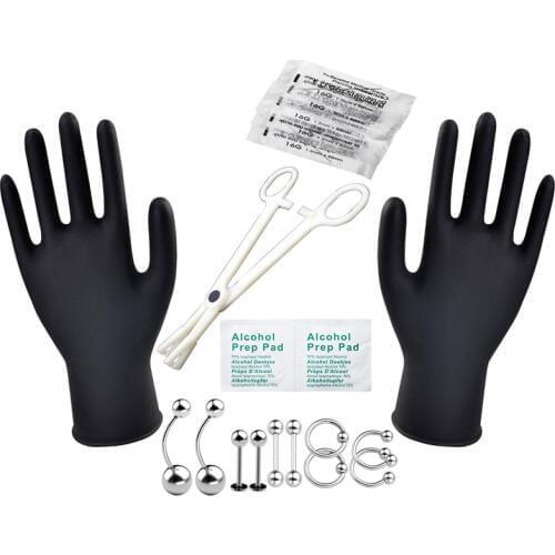 JOVIVI Hot 16G Fashion Piercing Needles Kit Sex Belly Tongue Eyebrow Nipple Lip Nose Disposable Body Piercing Jewelry Tool Sets