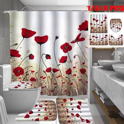 Beautiful Flower Printing Shower Curtain Non-slip Cushion Cushion U-shaped Cushion,suitable for Bathroom Scenes Home Essentials