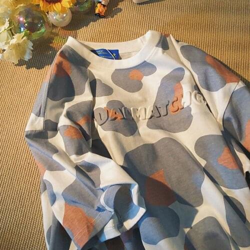 Summer short-sleeved T-shirt female Korean loose 3D printed tie-dye blouse