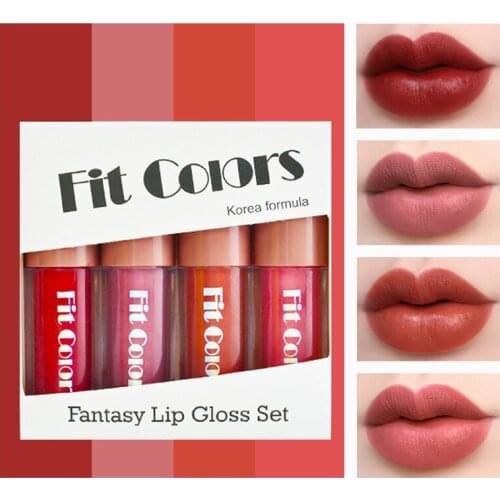 Matte Velvet Lip Gloss Moisturizing Lipstick 4 Travel Kit Long Lasting Women Fashion Waterproof Lip Gloss Makeup Cosmetics