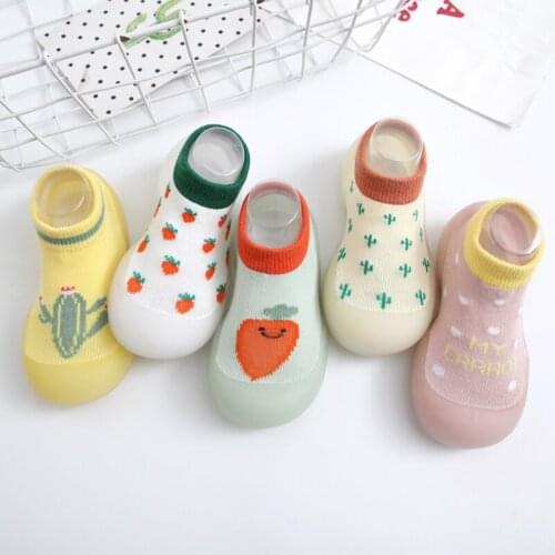 Cute Cartoon Kids Shoes New Born Baby Boy Shoe First Walkers Baby Knitted Rubber Sock Spring Autumn Soft Baby Girl Slippers