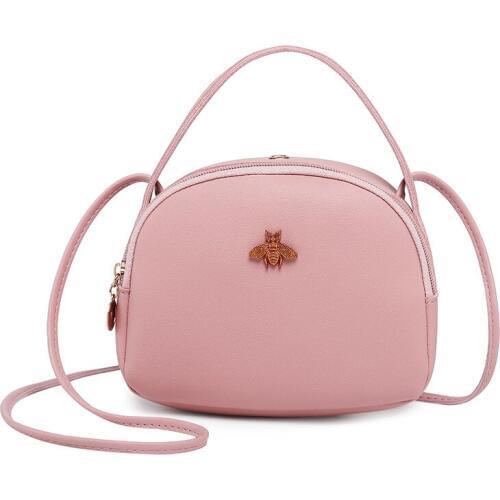 Fashion Vintage Bee Messenger Pouch For Ladies Lovely Coin Purse Metal Bee Womens PU Mini Wallet Cash Change Purses pink Girls